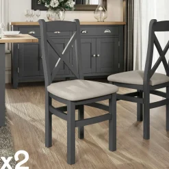 Chaise en bois avec dossier croisé finition charbon (lot de 2) COVENTRY