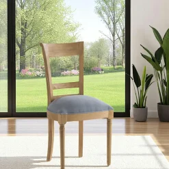 Chaise en bois et tissu gris LEON AMADEUS