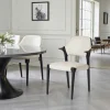 Chaise en cuir gris clair design, accoudoirs bois noir ALDER