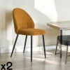 Chaise en tissu côtelé moutarde (lot de 2) IENA