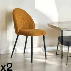 Chaise en tissu côtelé moutarde (lot de 2) IENA