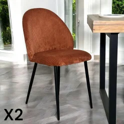 Chaise en tissu côtelé moutarde (lot de 2) IENA