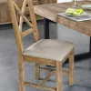 Chaise en tissu et bois recyclé BRISBANE (lot de 2)