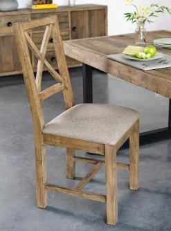 Chaise en tissu et bois recyclé BRISBANE (lot de 2)