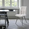 Chaise en tissu gris clair motif damier (lot de 2) LOMBARDIE