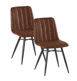 Chaise en tissu gris et pieds métal évasés (lot de 2) KERALA