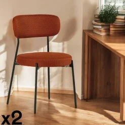Chaise en tissu résille matelassée terracotta (lot de 2) IENA
