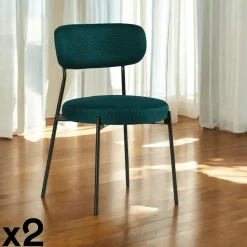 Chaise en tissu résille matelassée bleu (lot de 2) IENA