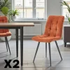 Chaise en tissu terracotta motif damier (lot de 2) LOMBARDIE