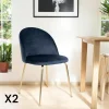 Chaise en velours bleu foncé à dossier rond (lot de 2) MONTREUX