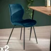 Chaise en velours bleu MELBOURNE (lot de 2)