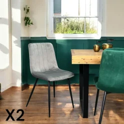 Chaise en velours bleu MELBOURNE (lot de 2)