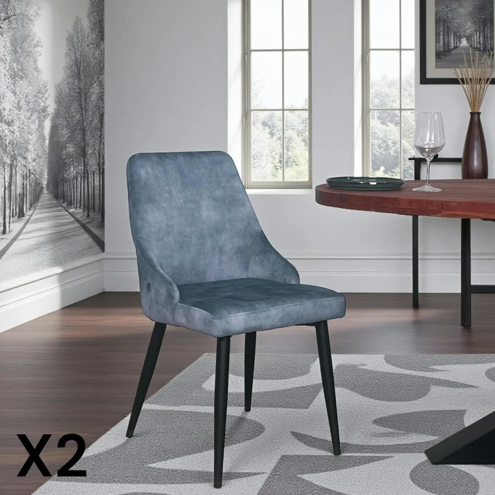 Chaise en velours bleu pétrole (lot de 2) MALMOE