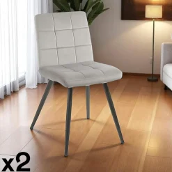 Chaise en velours capitonné kaki MALMOE (lot de 2)