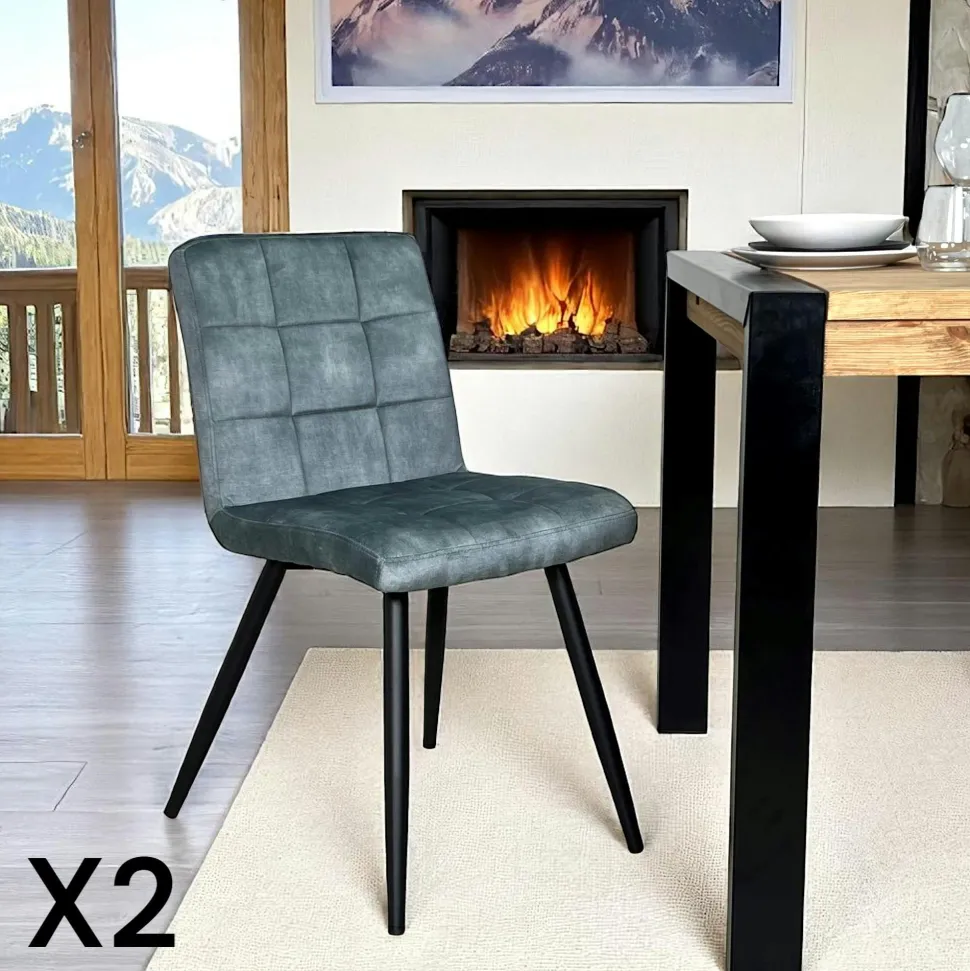 Chaise en velours capitonné kaki MALMOE (lot de 2)