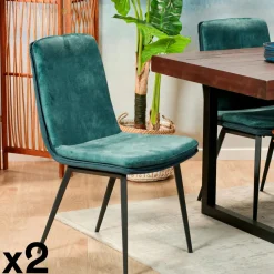 Chaise en velours doré à double coussinage (lot de 2) OKA