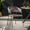 Chaise en velours gris à dossier rond (lot de 2) MELBOURNE