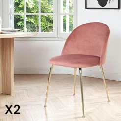 Chaise en velours gris à dossier rond (lot de 2) MONTREUX