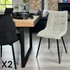 Chaise en velours gris clair motif damier (lot de 2) PALERME