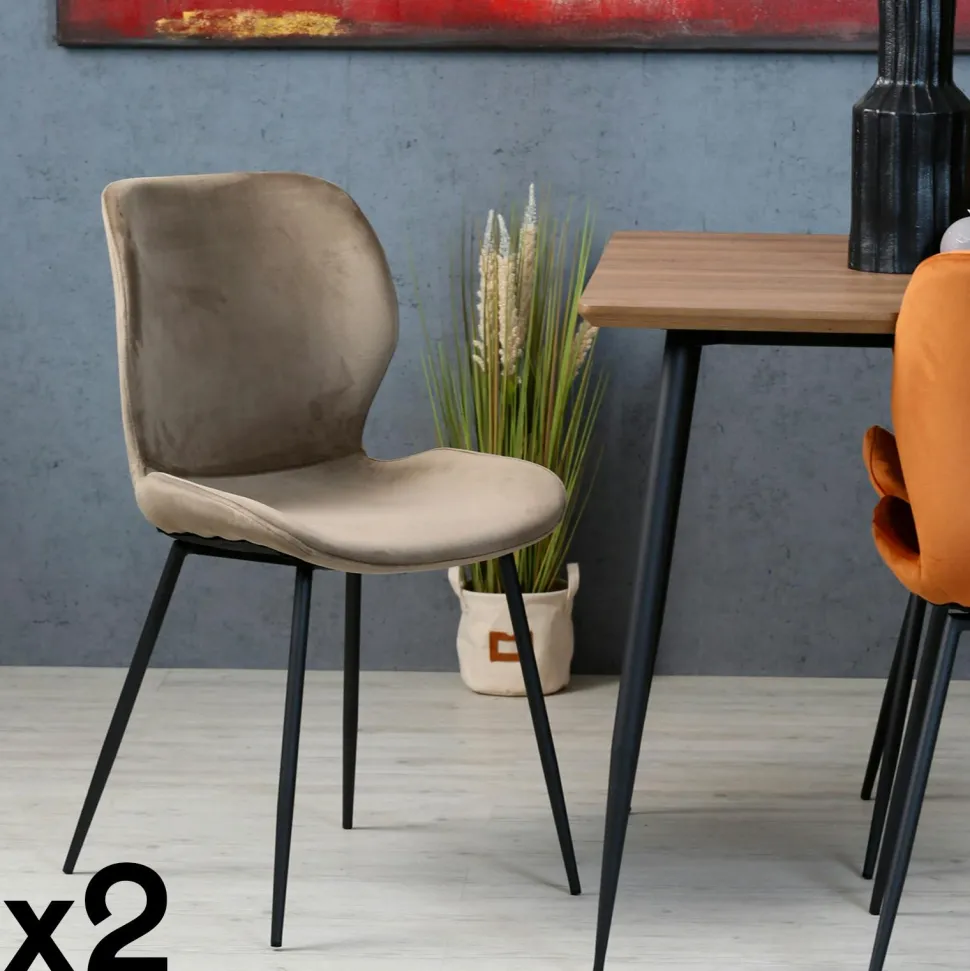 Chaise en velours gris style moderne (lot de 2) MELBOURNE