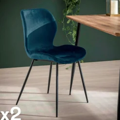 Chaise en velours gris style moderne (lot de 2) MELBOURNE