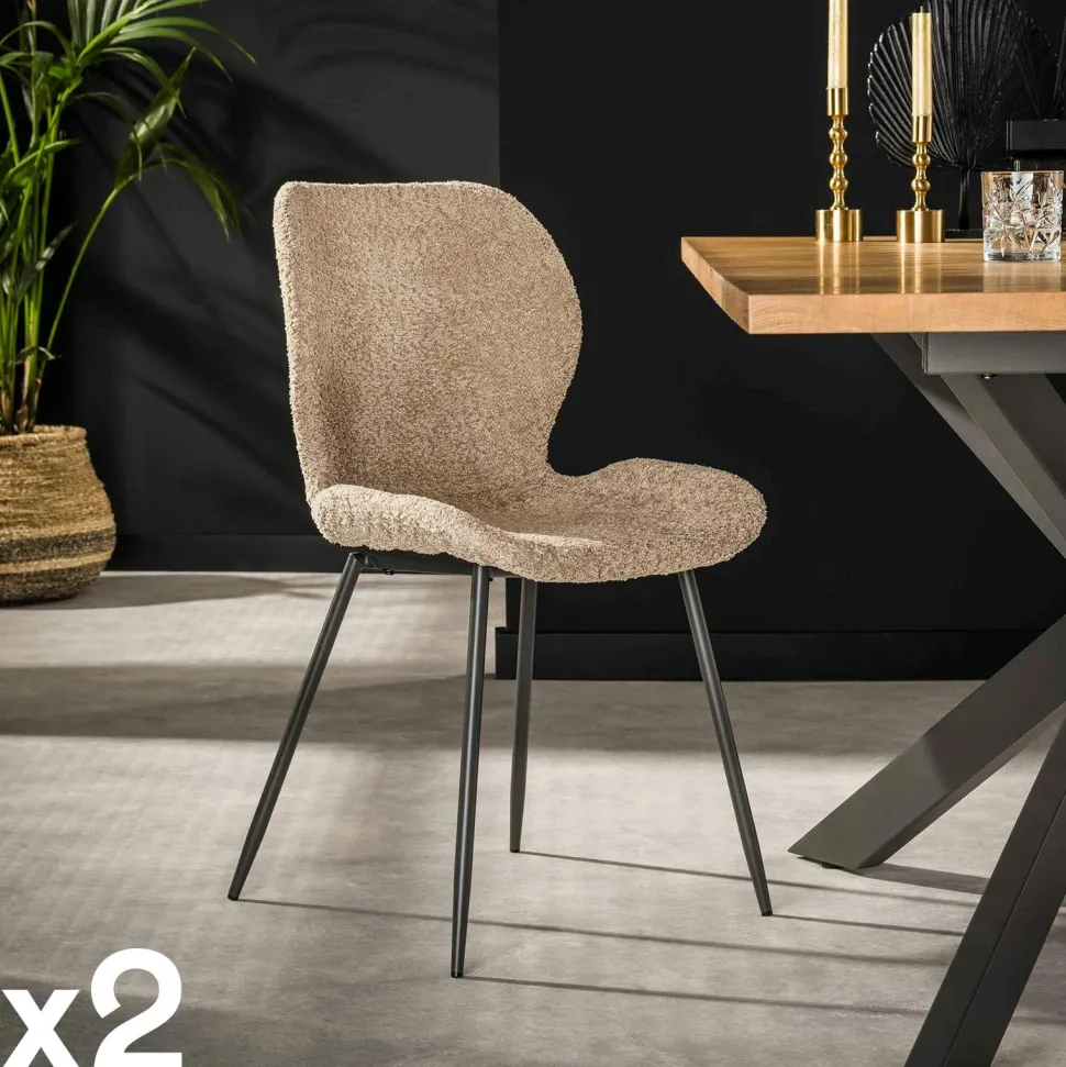 Chaise en velours gris style moderne (lot de 2) MELBOURNE