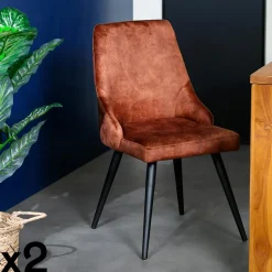 Chaise en velours havane (lot de 2) MALMOE