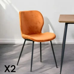 Chaise en velours jaune moutarde MELBOURNE (lot de 2)
