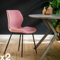 Chaise en velours jaune moutarde MELBOURNE (lot de 2)
