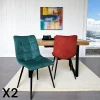 Chaise en velours lagon motif damier (lot de 2) PALERME