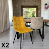 Chaise en velours moutarde motif damier (lot de 2) PALERME