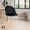 Chaise en velours noir à dossier rond (lot de 2) MONTREUX