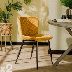 Chaise en velours piqué gris (lot de 2) MELBOURNE