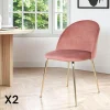Chaise en velours rose à dossier rond (lot de 2) MONTREUX