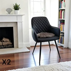 Chaise en velours rose à dossier rond (lot de 2) MONTREUX