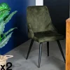 Chaise en velours vert kaki (lot de 2) MALMOE