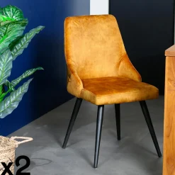 Chaise en velours vert kaki (lot de 2) MALMOE