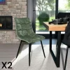 Chaise en velours vert motif damier (lot de 2) PALERME