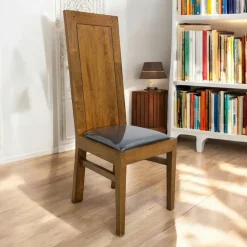 Chaise Hévéa assise mousse, dossier plein 42x49x110cm OLGA
