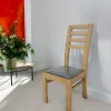 Chaise Hévéa assise mousse 45x49x100cm OLGA