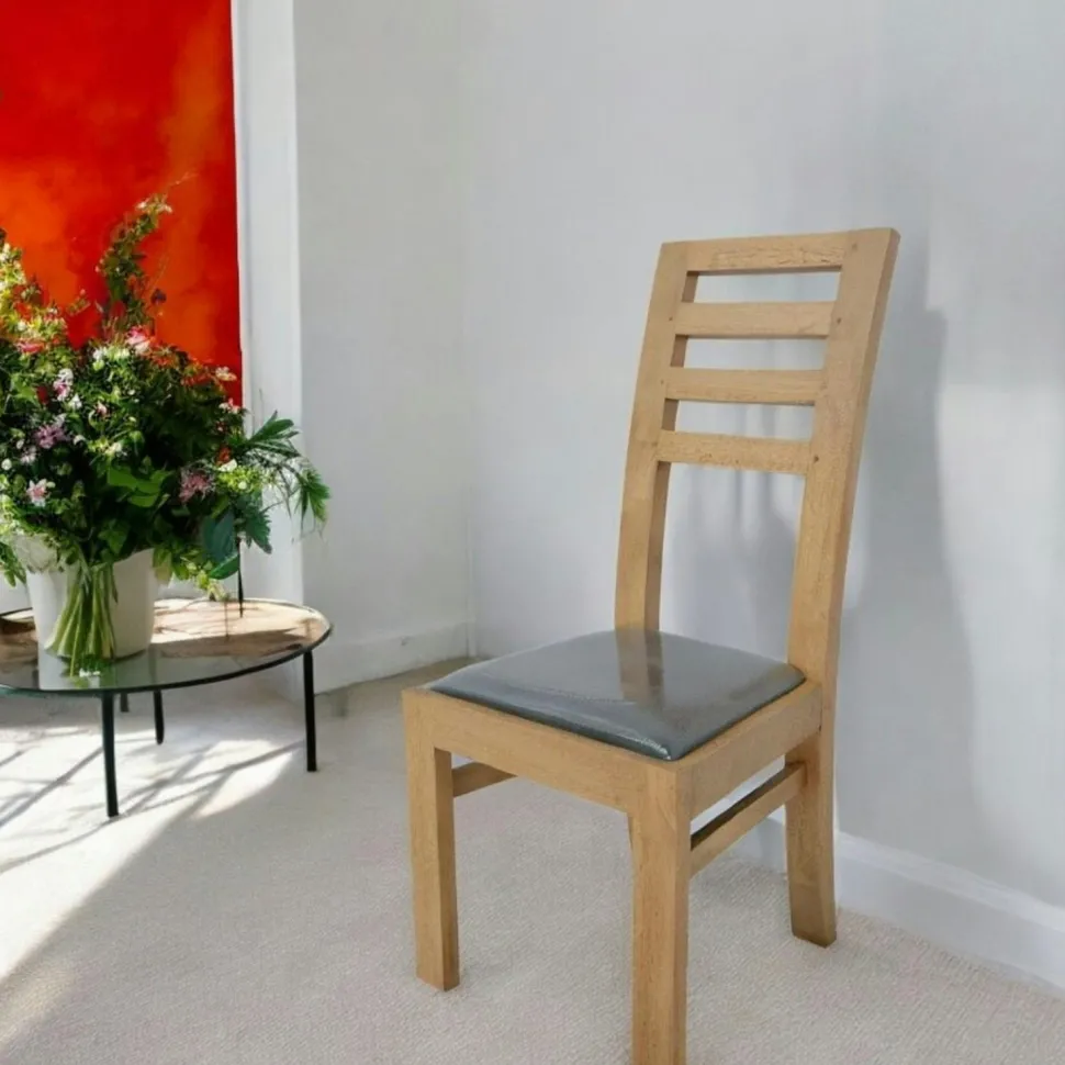 Chaise Hévéa assise mousse 45x49x100cm OLGA