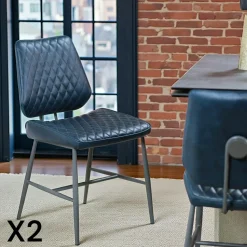 Chaise industrielle bleu foncé (lot de 2) SALERNE