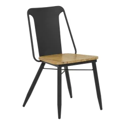 Chaise industrielle bois et métal noir BROOKLYN