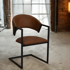 Chaise industrielle confort avec assise en microfibre chocolat