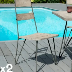 Chaise Jardin Teck Acier (lot de 2) DETROIT