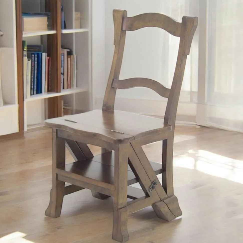 Chaise libraire escabeau bois hévéa massif TRADITION