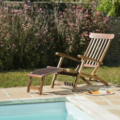 Chaise longue en teck massif MACAO