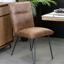 Chaise marron capitonnée salle à manger