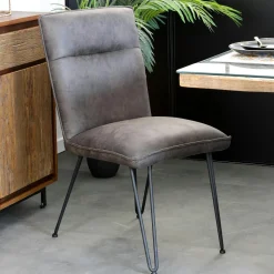 Chaise marron capitonnée salle à manger