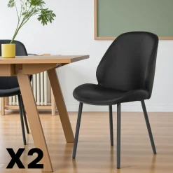 Chaise marron moderne avec surpiqure (lot de 2) BERLIN